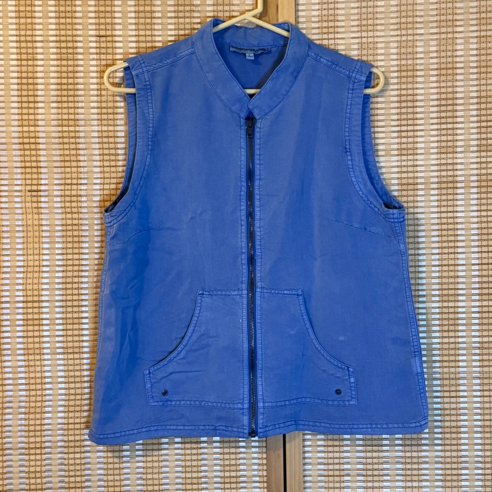 Bamboo Traders Cobalt Blue Cotton Sleeveless Zip Vest